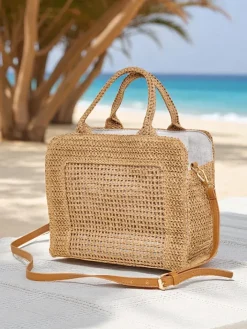 Wiklinowe I Słomiane^Royalfashion Duża słomiana torebka damska Ariadne Raffia Camel