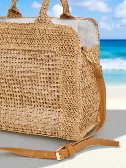 Wiklinowe I Słomiane^Royalfashion Duża słomiana torebka damska Ariadne Raffia Camel