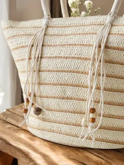 Wiklinowe I Słomiane^Royalfashion Duża słomiana torebka damska beżowy