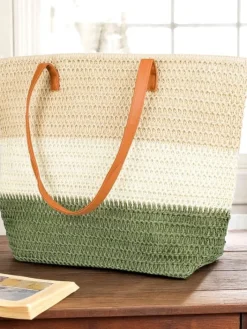 Wiklinowe I Słomiane^Royalfashion Duża słomiana torebka damska Bold Stripes beżowy