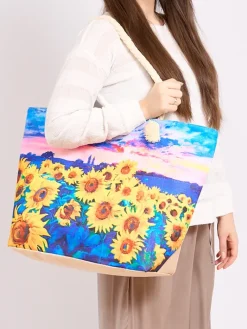 Materiałowe|Torby Plażowe^Royalfashion Duża torba materiałowa z printem Wielokolorowe