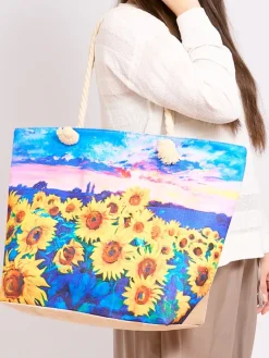 Materiałowe|Torby Plażowe^Royalfashion Duża torba materiałowa z printem Wielokolorowe