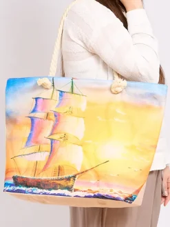 Materiałowe|Torby Plażowe^Royalfashion Duża torba materiałowa z printem Wielokolorowe