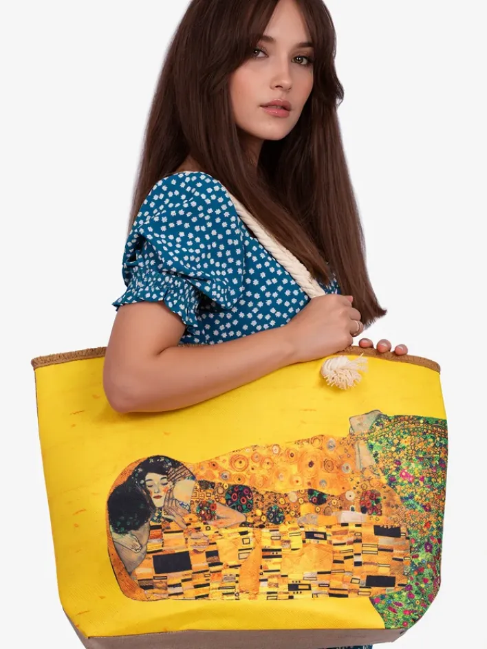 Materiałowe^Royalfashion Duża torba materiałowa żółty