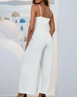 Kombinezony^Royalfashion Długi kombinezon damski biały