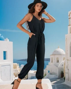 Kombinezony^Royalfashion Długi kombinezon damski czarny