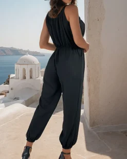 Kombinezony^Royalfashion Długi kombinezon damski czarny