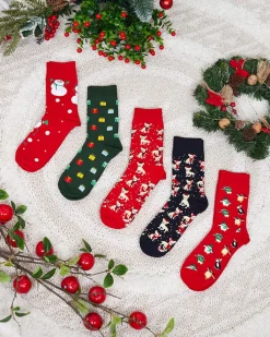 Skarpetki^Royalfashion Długie męskie świąteczne skarpety 5/pak Wielokolorowe