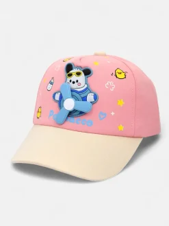 Czapki^Royalfashion Dziecięca czapka z daszkiem i naszywką z latającym misiem Oliver Sky różowy