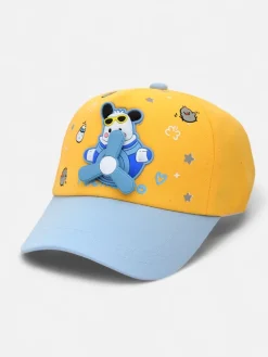 Czapki^Royalfashion Dziecięca czapka z daszkiem i naszywką z latającym misiem Oliver Sky żółty