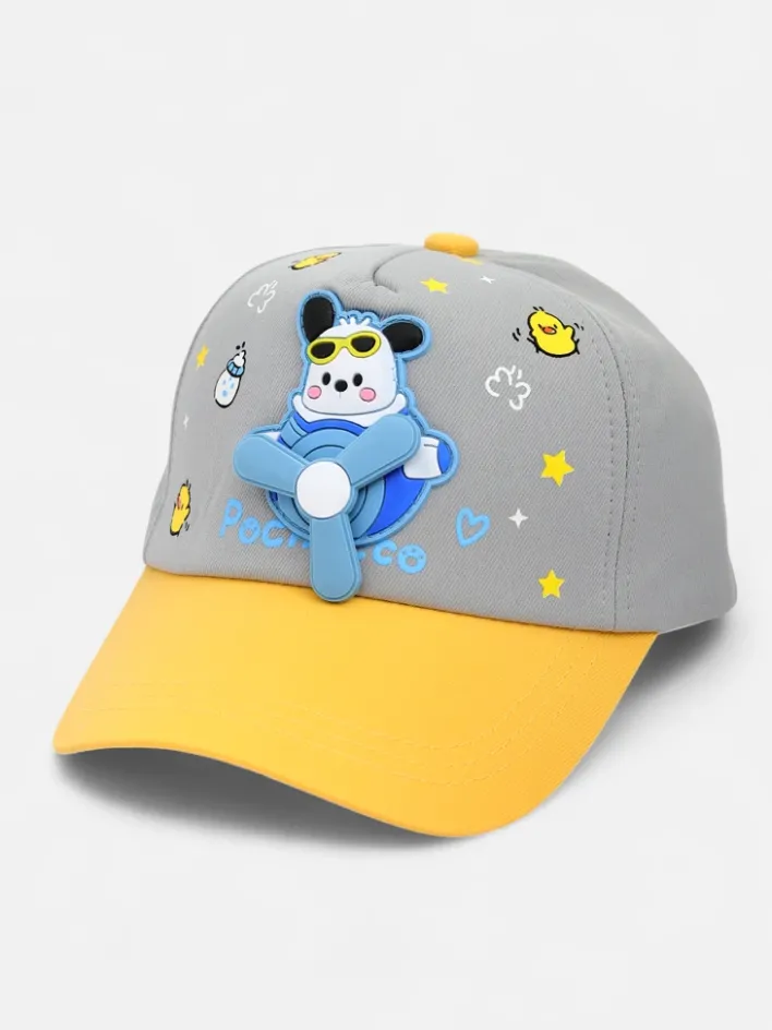 Czapki^Royalfashion Dziecięca czapka z daszkiem i naszywką z latającym misiem Oliver Sky gołębi szary