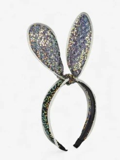 Akcesoria Do Włosów^Royalfashion Dziecięca opaska do włosów z uszkami królika i cekinami czarny