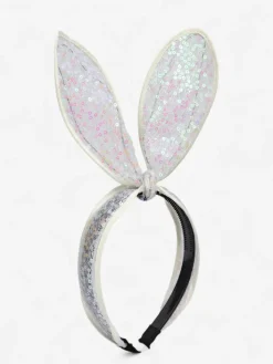 Akcesoria Do Włosów^Royalfashion Dziecięca opaska do włosów z uszkami królika i cekinami biały