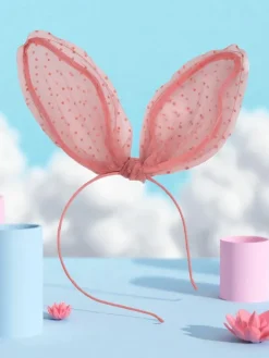 Akcesoria Do Włosów^Royalfashion Dziecięca opaska do włosów z uszkami królika ciemnoróżowy