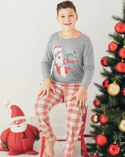 Piżamy^Royalfashion Dziecięca szara piżama świąteczna gołębi szary