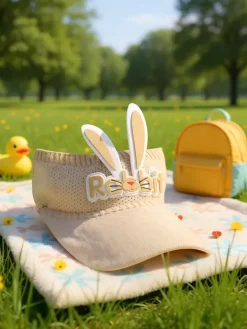 Czapki^Royalfashion Dziecięcy daszek Przeciwsłoneczny Rabbit Ears beżowy