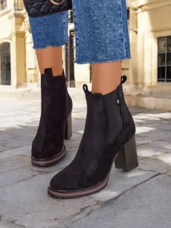 Botki Z Delikatnym Ociepleniem|Botki Na Słupku^Royalfashion Eko-zamszowe damskie botki na słupku Idilla