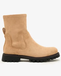 Botki Z Delikatnym Ociepleniem|Botki Na Płaskim Obcasie^Royalfashion Eko-zamszowe damskie botki Gebimma brązowy