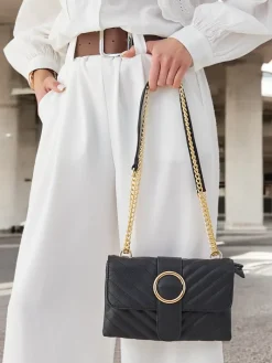 Małe Torebki^Royalfashion Elegancka pikowana mała damska torebka z eko skóry Jasny beż