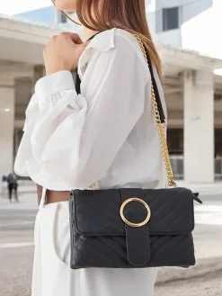 Małe Torebki^Royalfashion Elegancka pikowana mała damska torebka z eko skóry Jasny beż