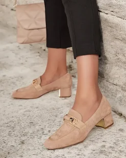 Półbuty|Mokasyny Na Obcasie^Royalfashion Eleganckie mokasyny damskie na niskim słupku Orino jasny brązowy