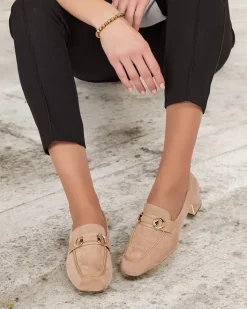 Półbuty|Mokasyny Na Obcasie^Royalfashion Eleganckie mokasyny damskie na niskim słupku Orino jasny brązowy