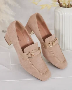 Półbuty|Mokasyny Na Obcasie^Royalfashion Eleganckie mokasyny damskie na niskim słupku Orino jasny brązowy