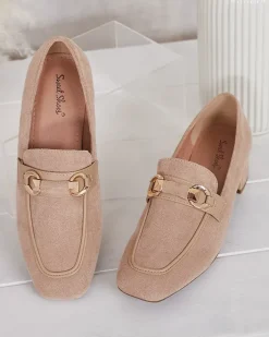 Półbuty|Mokasyny Na Obcasie^Royalfashion Eleganckie mokasyny damskie na niskim słupku Orino jasny brązowy