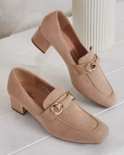 Półbuty|Mokasyny Na Obcasie^Royalfashion Eleganckie mokasyny damskie na niskim słupku Orino jasny brązowy