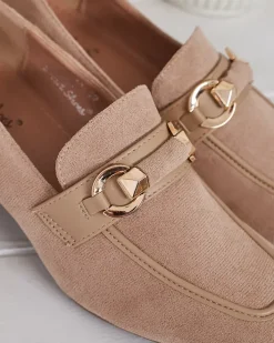 Półbuty|Mokasyny Na Obcasie^Royalfashion Eleganckie mokasyny damskie na niskim słupku Orino jasny brązowy