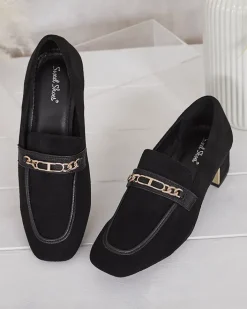 Półbuty|Mokasyny Na Obcasie^Royalfashion Eleganckie mokasyny damskie na niskim słupku Oflem czarny