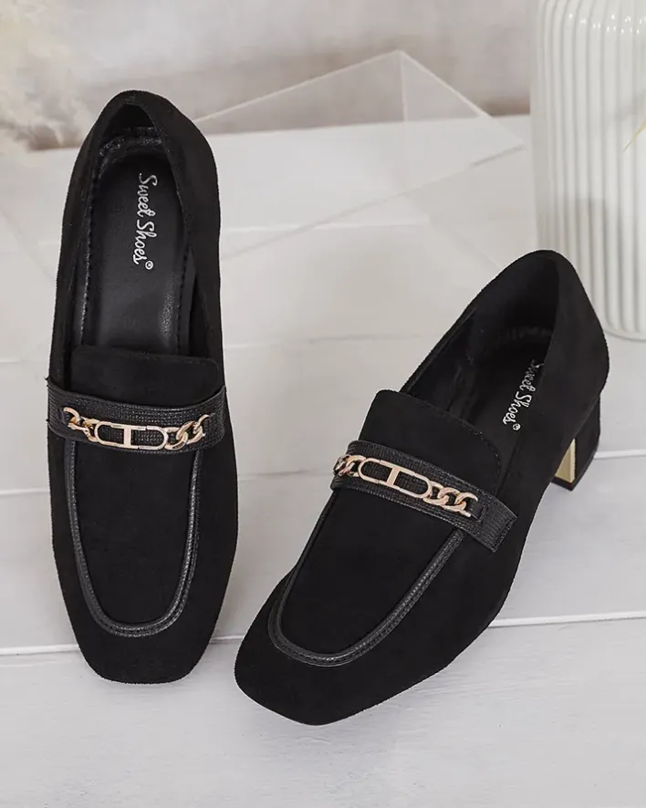 Półbuty|Mokasyny Na Obcasie^Royalfashion Eleganckie mokasyny damskie na niskim słupku Oflem czarny