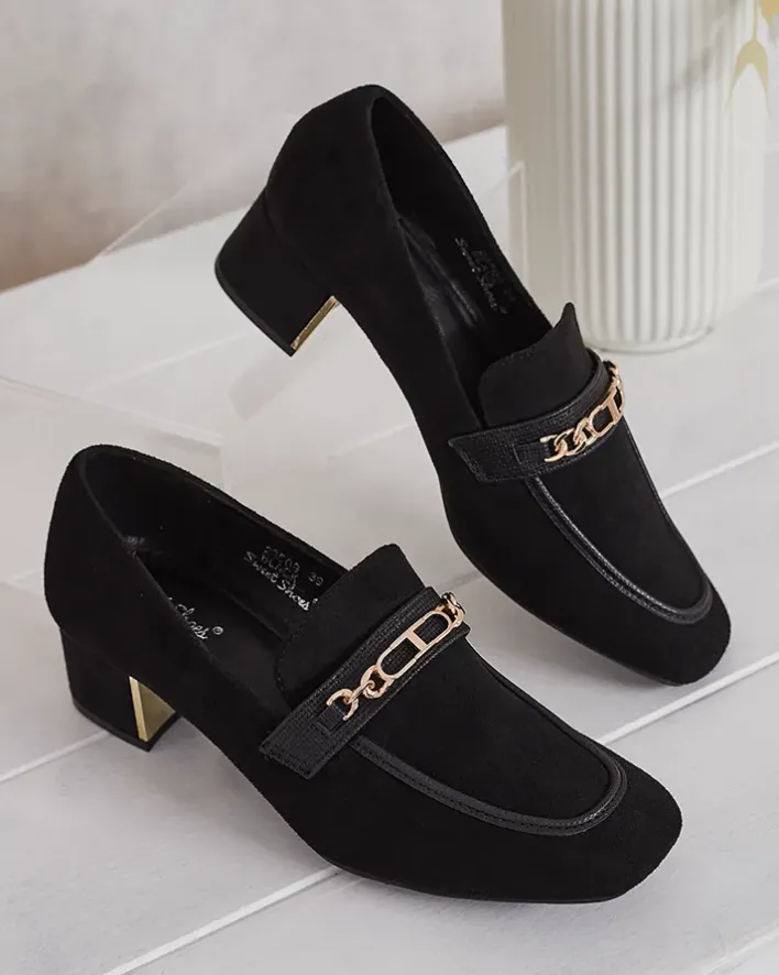 Półbuty|Mokasyny Na Obcasie^Royalfashion Eleganckie mokasyny damskie na niskim słupku Oflem czarny