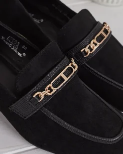 Półbuty|Mokasyny Na Obcasie^Royalfashion Eleganckie mokasyny damskie na niskim słupku Oflem czarny