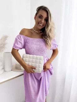 Sukienki Letnie|Sukienki Krótkie^Royalfashion Fioletowa damska sukienka mini a'la hiszpanka fioletowy