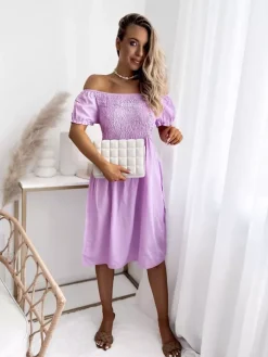 Sukienki Letnie|Sukienki Krótkie^Royalfashion Fioletowa damska sukienka mini a'la hiszpanka fioletowy