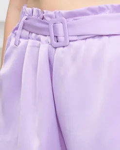 Szorty|Krótkie Spodenki^Royalfashion Fioletowe damskie satynowe krótkie spodenki fioletowy