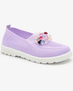 Półbuty^Royalfashion Fioletowe damskie materiałowe półbuty z kryształkami Fezens fioletowy