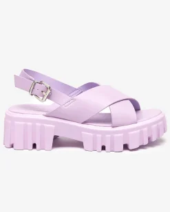 Buty Na Wielkie Wyjście|Sandały Na Słupku^Royalfashion Fioletowe damskie sandały na masywnej podeszwie Otida fioletowy