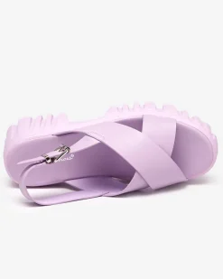 Buty Na Wielkie Wyjście|Sandały Na Słupku^Royalfashion Fioletowe damskie sandały na masywnej podeszwie Otida fioletowy