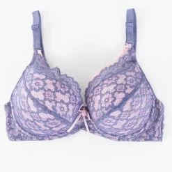 Codzienne^Royalfashion Fioletowo-różowy biustonosz z koronką fioletowy