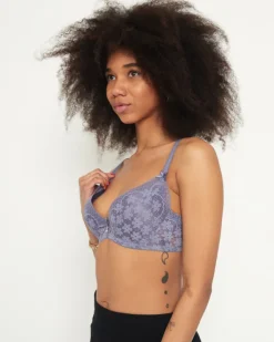 Codzienne^Royalfashion biustonosz damski z koronką fioletowy