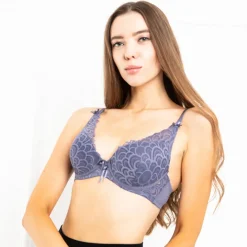 Codzienne^Royalfashion usztywniany biustonosz z koronką fioletowy