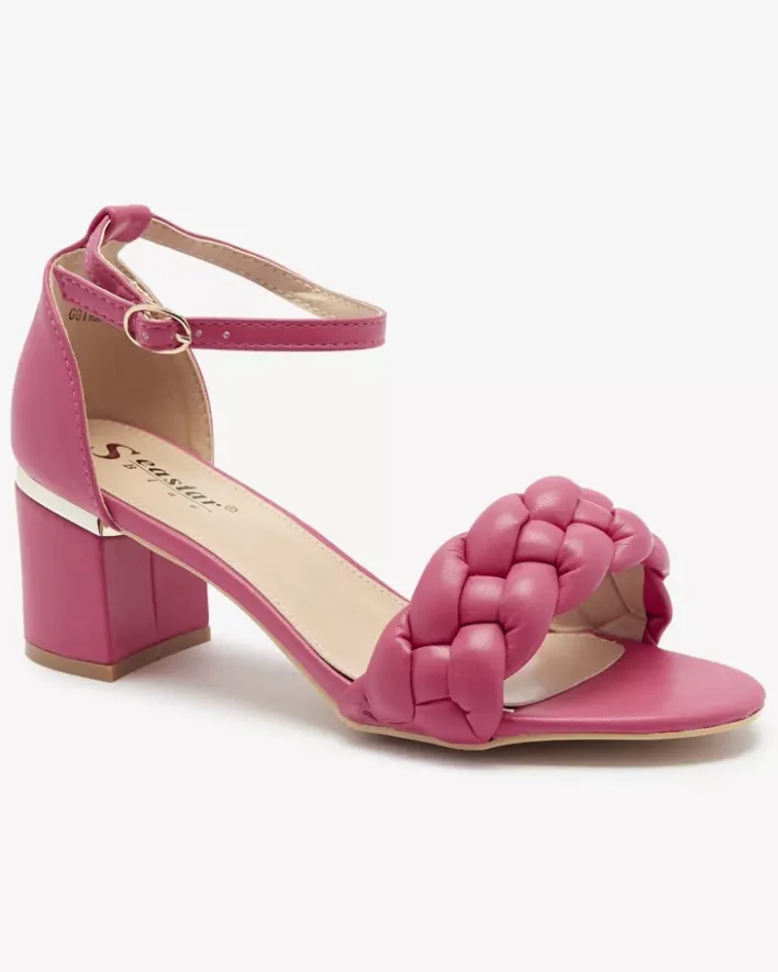 Buty Na Wielkie Wyjście|Sandały Na Słupku^Royalfashion Fuksjowe sandały damskie na słupku Marines Fuksjowy