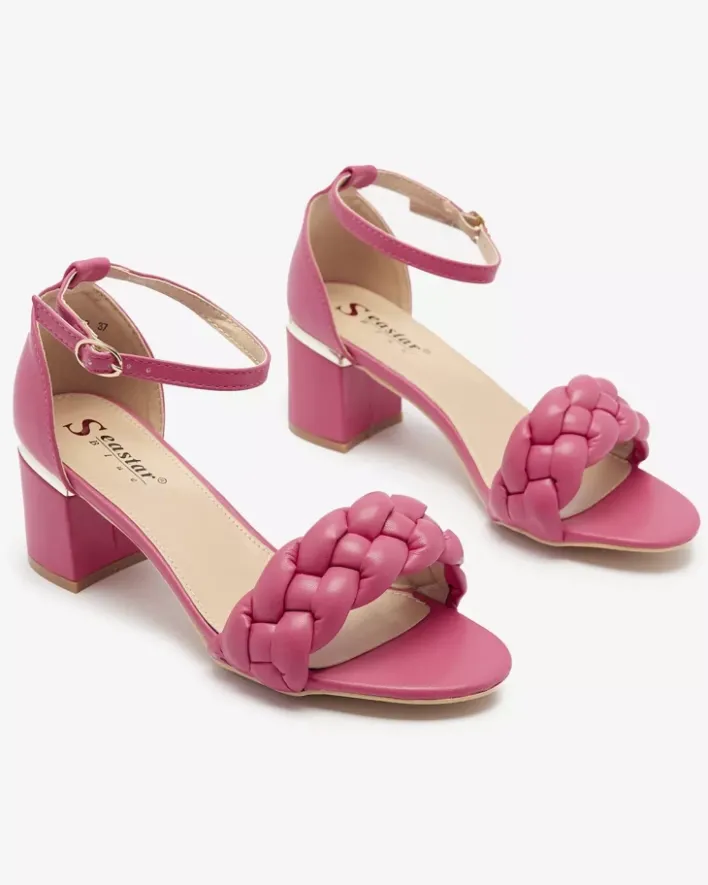 Buty Na Wielkie Wyjście|Sandały Na Słupku^Royalfashion Fuksjowe sandały damskie na słupku Marines Fuksjowy