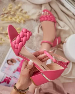 Buty Na Wielkie Wyjście|Sandały Na Słupku^Royalfashion Fuksjowe sandały damskie na słupku Marines Fuksjowy