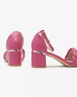 Buty Na Wielkie Wyjście|Sandały Na Słupku^Royalfashion Fuksjowe sandały damskie na słupku Marines Fuksjowy