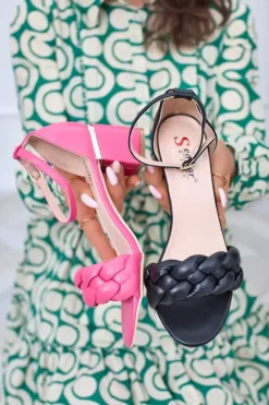 Buty Na Wielkie Wyjście|Sandały Na Słupku^Royalfashion Fuksjowe sandały damskie na słupku Marines Fuksjowy