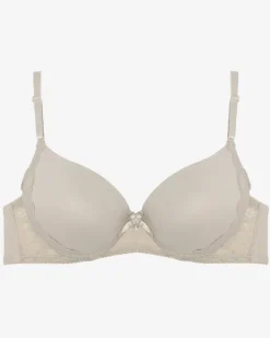 Codzienne^Royalfashion Gładki damski biustonosz z koronką w szarym kolorze gołębi szary