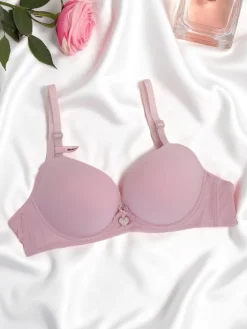 Codzienne^Royalfashion Gładki damski usztywniany biustonosz Smooth Fit różowy